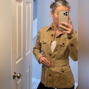 Lauren Ralph Lauren Womens Belted Rifle Coat Size S Brown Button Up Safari